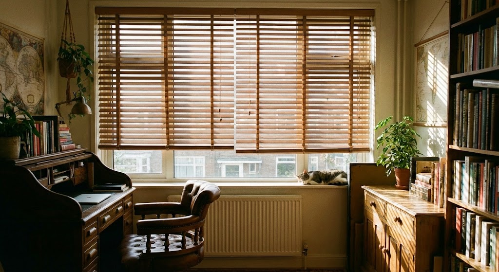 Venetian blinds in a home study